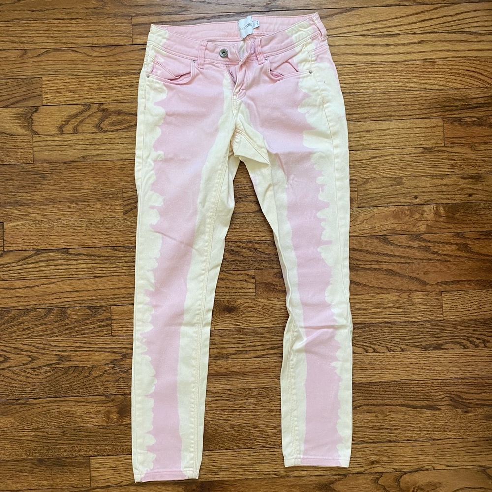 ASOS Pink bleached low rise skinny jeans